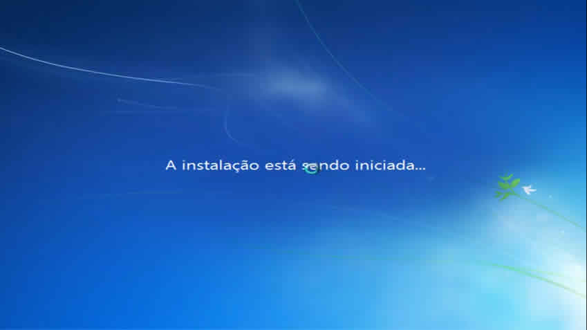 A instalação do windows será iniciada