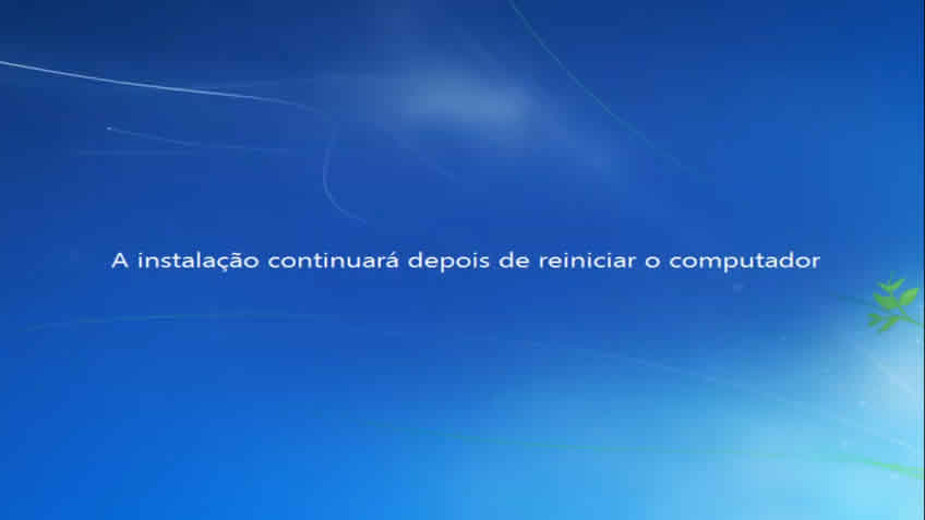 A instalação continuará após o reinicio do windows